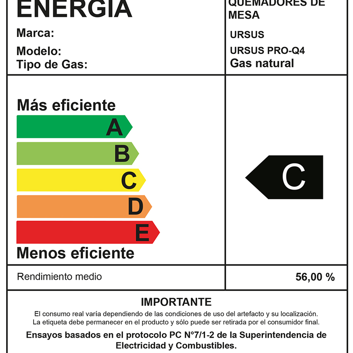 Cocina 4 Quemadores Gas Natural Ursus Trotter PRO-Q4 2