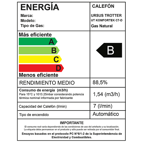 Calefon KOMFORTEK C7-D / Gas Natural