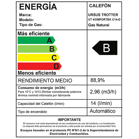 Calefon KOMFORTEK C14-D / Gas Natural