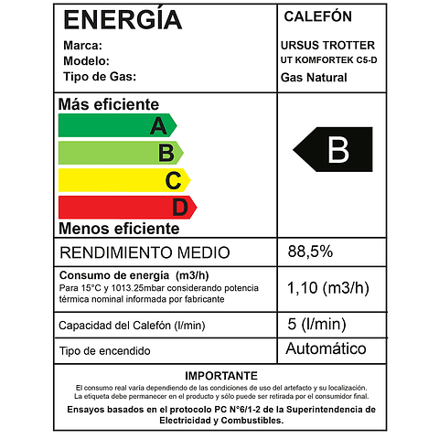 Calefon KOMFORTEK C5-D / Gas Natural