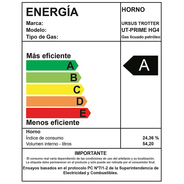 Horno Gas UT Prime HG4 / Gas Licuado