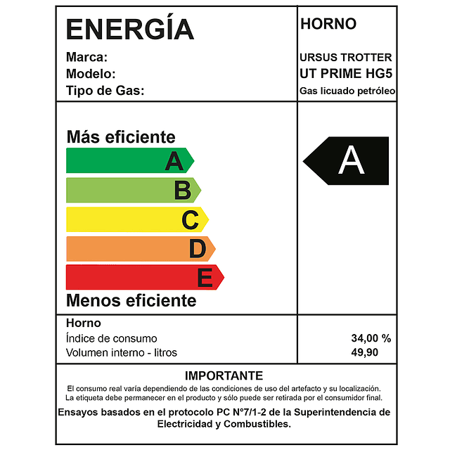 Horno Gas UT Prime HG5 / Gas Licuado