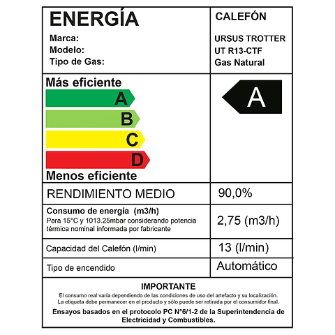 Calefon UT R13-CTF / Gas Natural