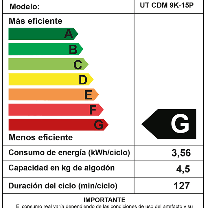 Secadora de Condensación UT CDM 9K15P 6