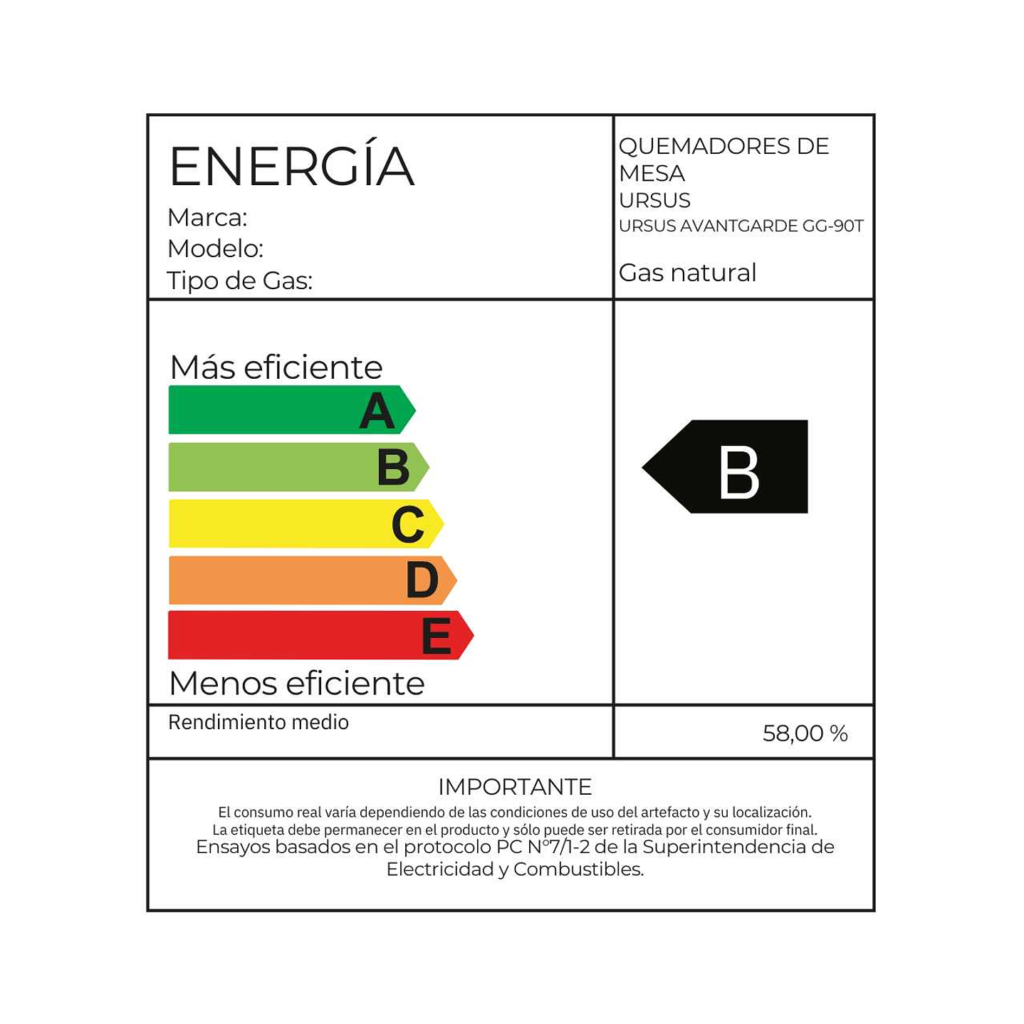 Encimera 5 Quemadores Gas Natural Ursus Trotter Avantgarde GG-90T 4