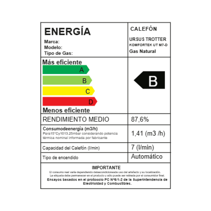 Calefón Tiro Natural 7 Litros Gas Natural Komfortek UT M7-D 9