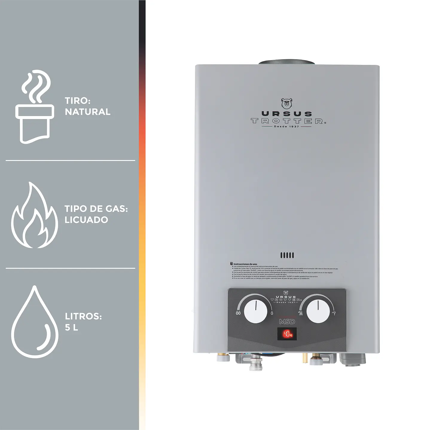 Calefón Tiro Natural 5 Litros Gas Licuado Komfortek UT M5-D 2