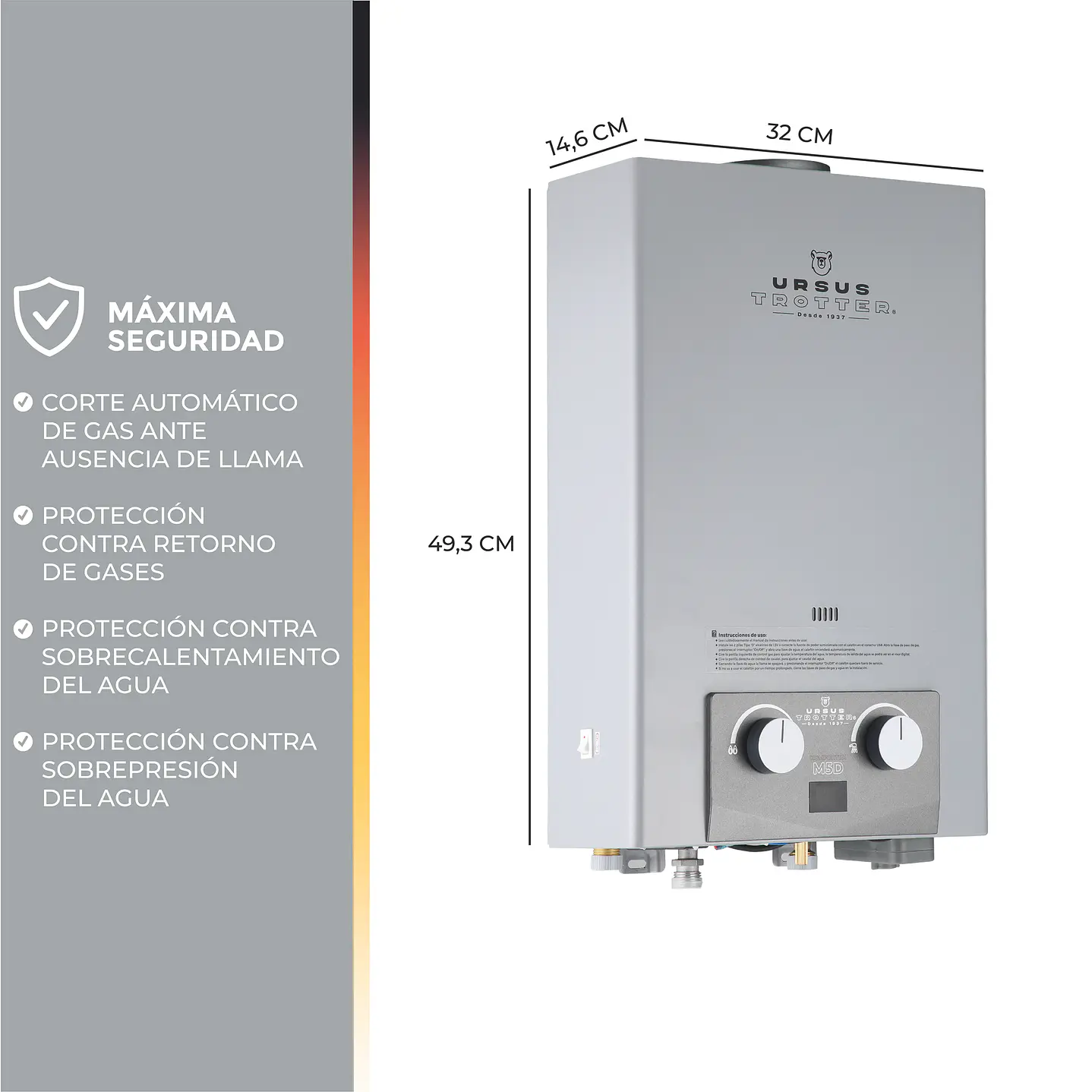 Calefón Tiro Natural 5 Litros Gas Licuado Komfortek UT M5-D 4