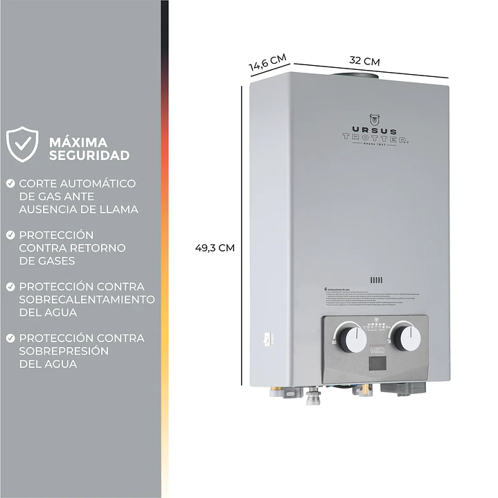 Calefón Tiro Natural 5 Litros Gas Natural Komfortek UT M5-D 4