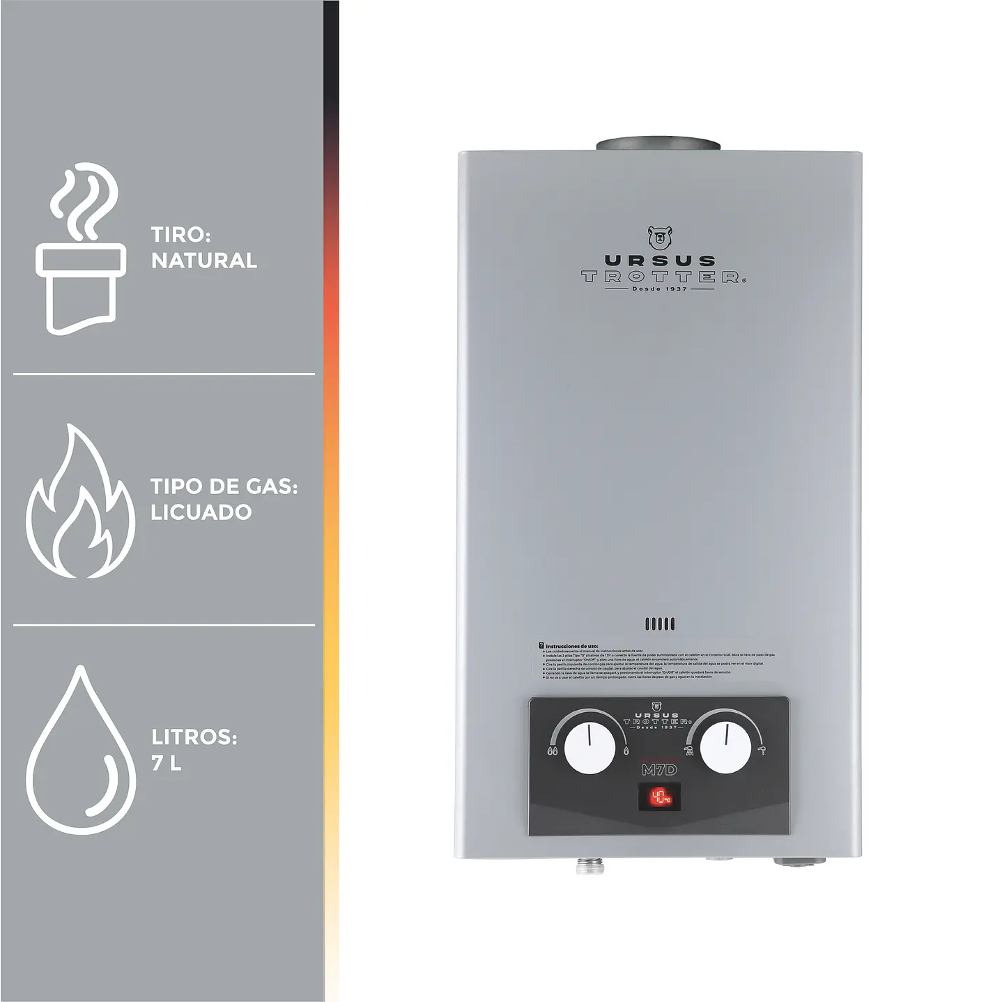 Calefón Tiro Natural 7 Litros Gas Licuado Komfortek UT M7-D 2