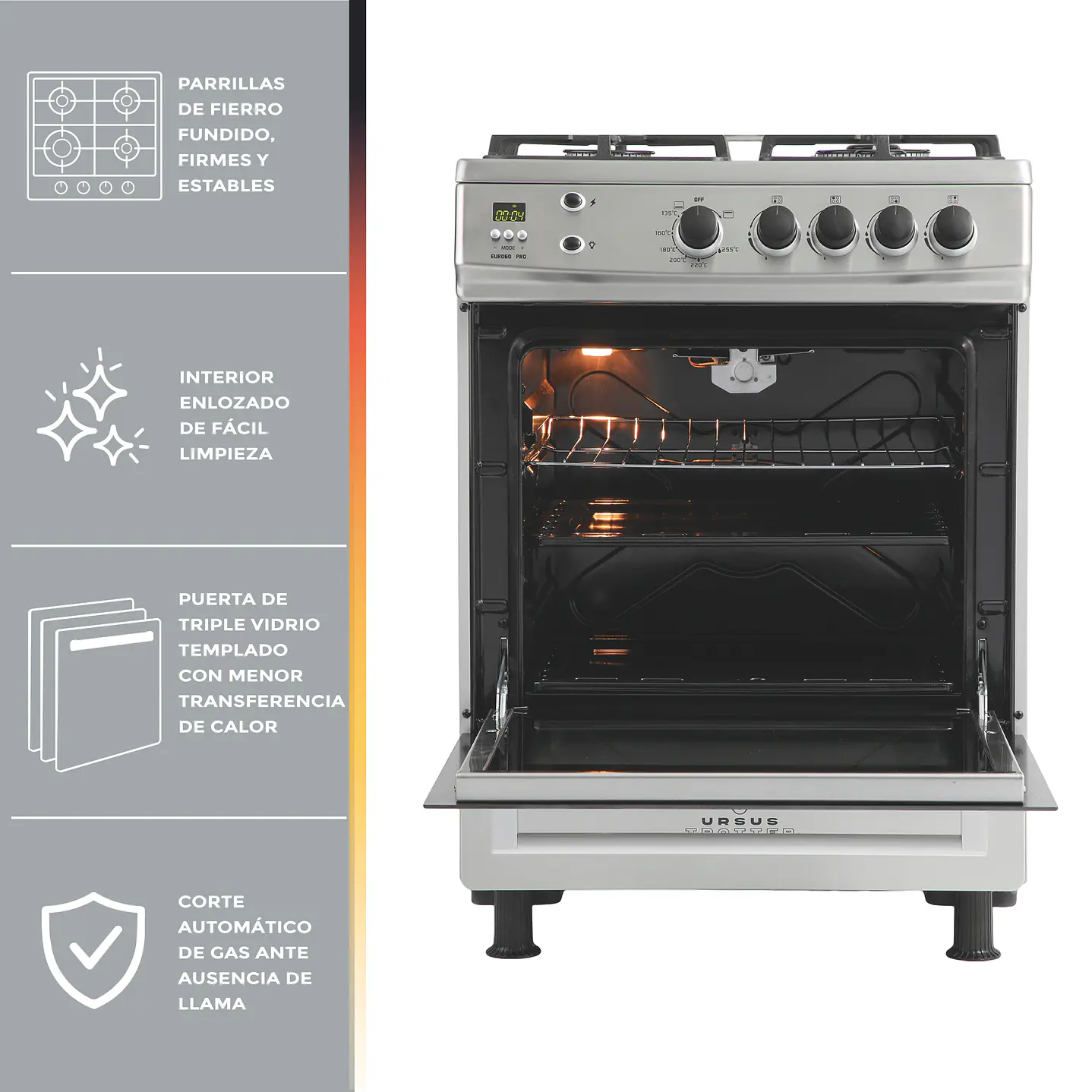 Cocina a Gas Natural 4 Quemadores EURO60 PRO 3