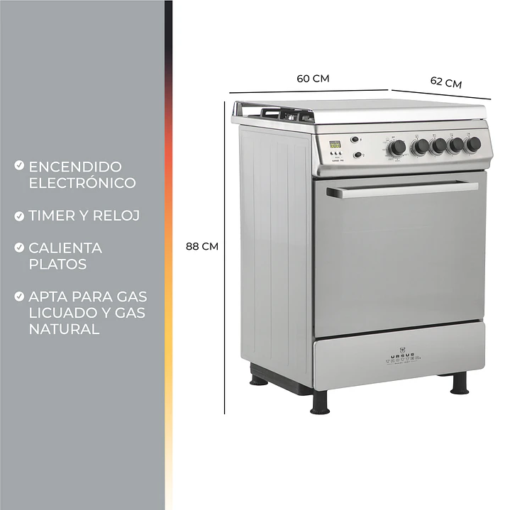 Cocina a Gas Natural 4 Quemadores EURO60 PRO 4