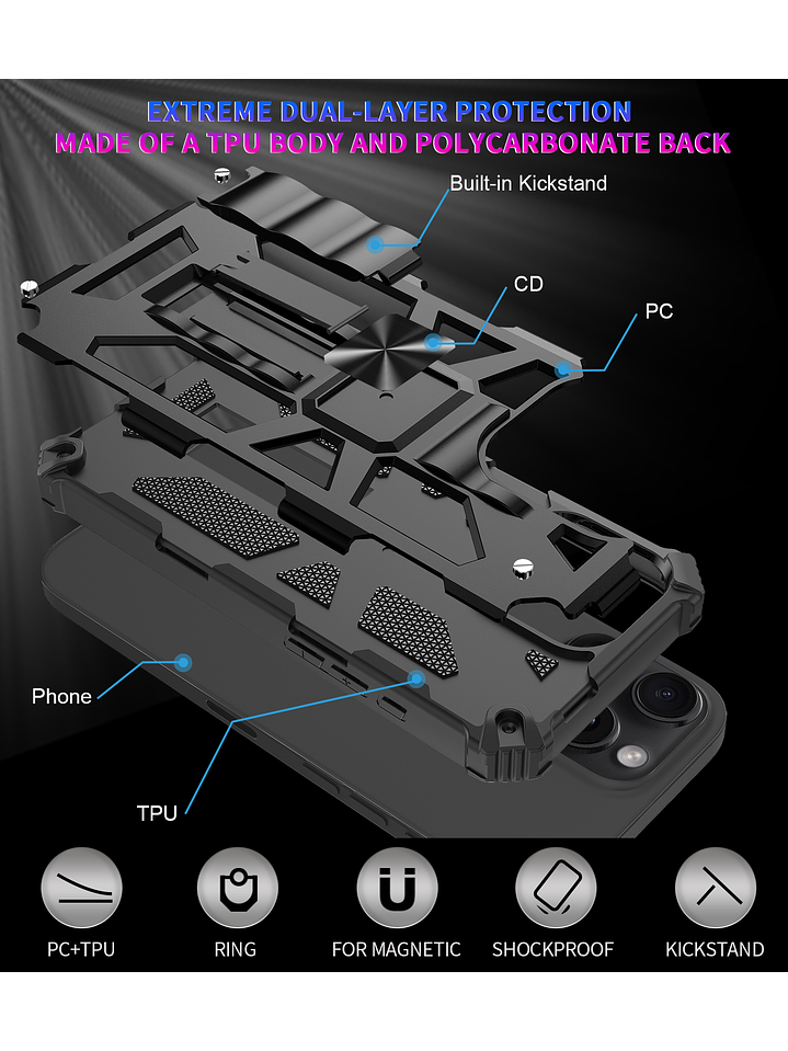 Carcasa Antigolpe Armor Reforzada Para iPhone 16 pro 7