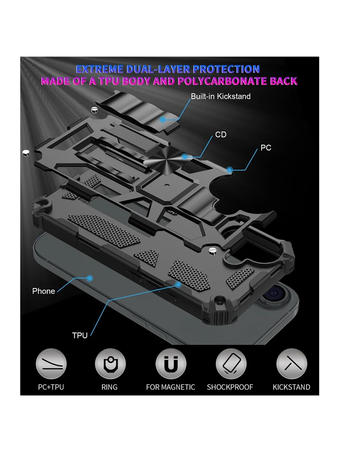 Carcasa Antigolpe Armor Reforzada Para iPhone 17 8