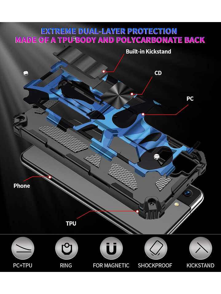 Carcasa Antigolpe Armor Camuflaje Militar Para Samsung Galaxy S25 FE 5G 7