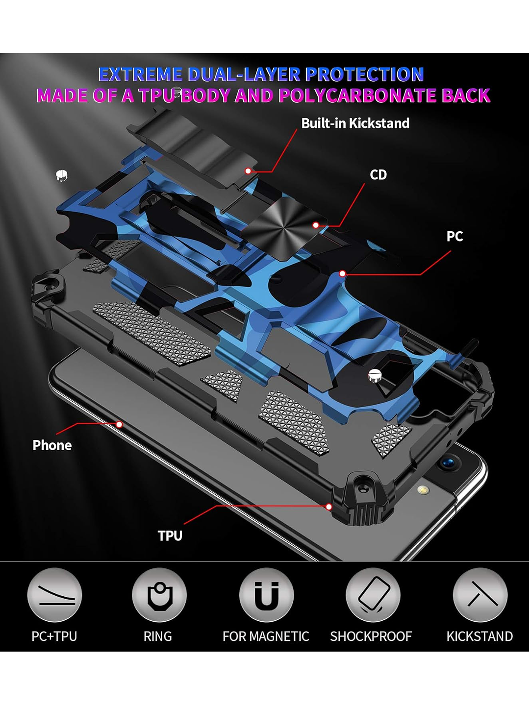 Carcasa Antigolpe Armor Camuflaje Militar Para Samsung Galaxy S24 Ultra 6