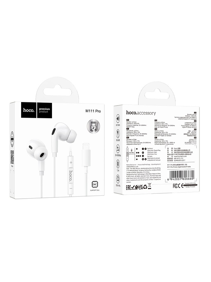 Auriculares por Cable Para iPhone Lightning Alta Calidad Color Blanco 2