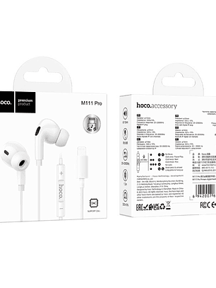 Auriculares por Cable Para iPhone Lightning Alta Calidad Color Blanco