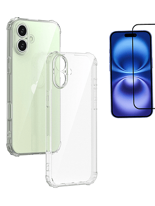 Carcasa Transparente Antigolpes + Lamina Para iPhone 16 Plus