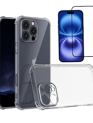 Carcasa Transparente Antigolpes + Lamina Para iPhone 16 Pro