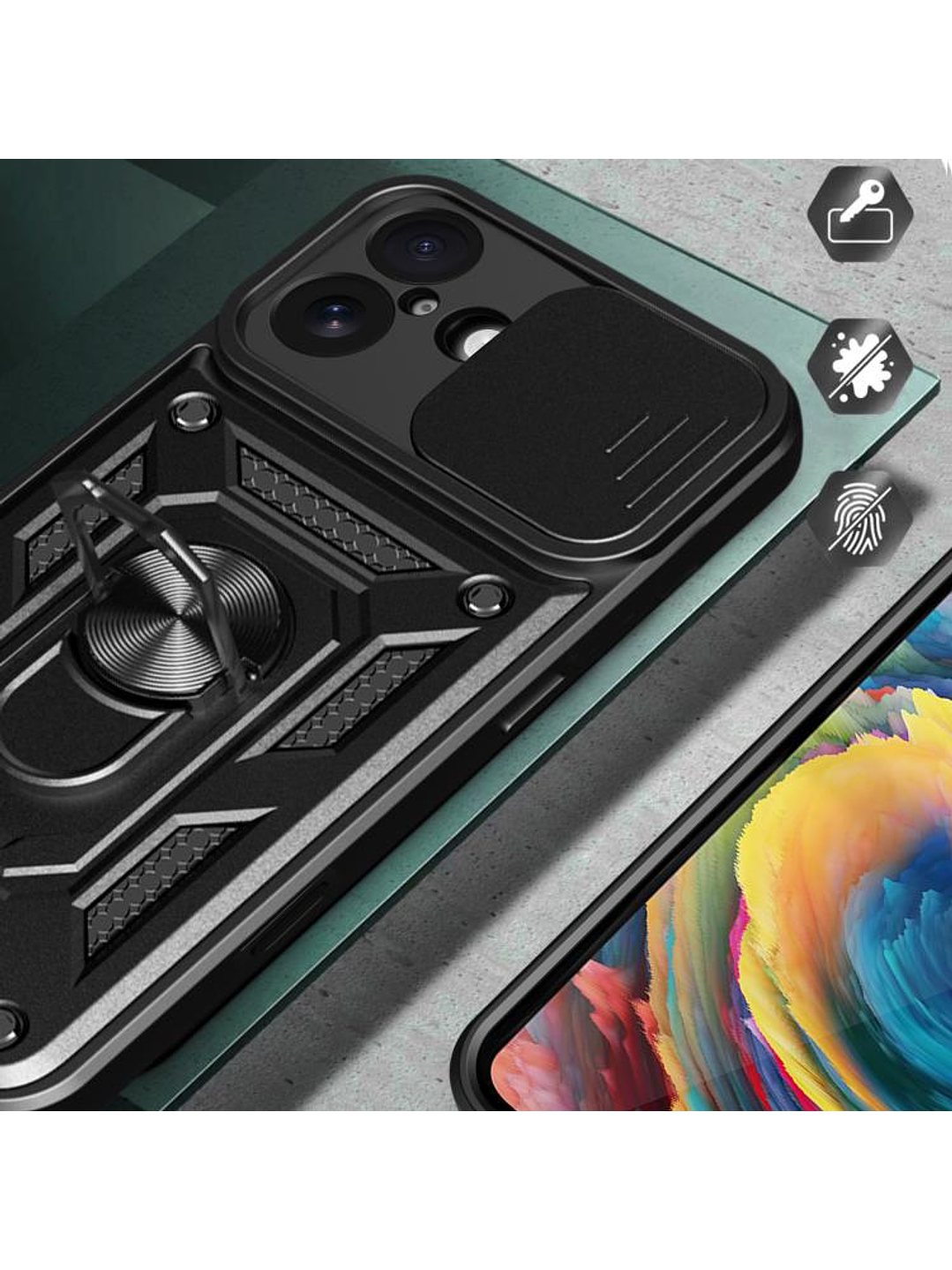 Carcasa Antigolpe Cubre Cámara Anillo Para iPhone 17  6