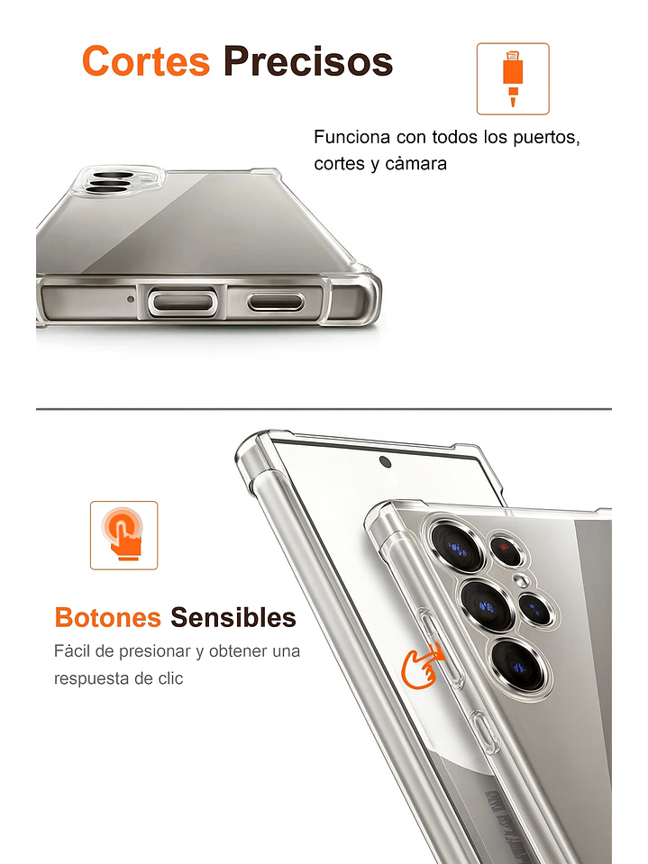 Carcasa Transparente Antigolpes + Lamina Para Samsung Galaxy S24 Ultra 5