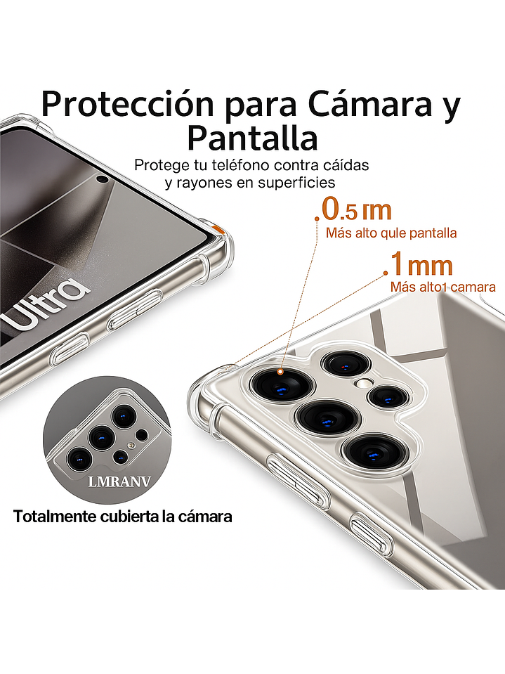 Carcasa Transparente Antigolpes + Lamina Para Samsung Galaxy S25 Ultra 4