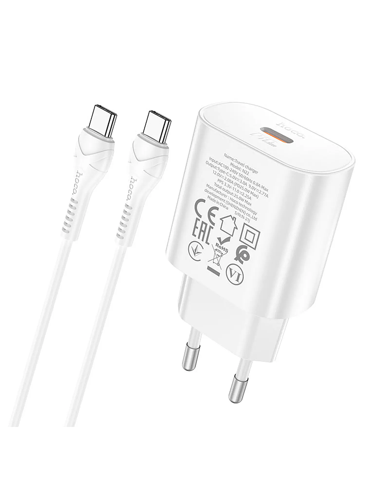 Cargador Rapido N22 Pd25w Cable Tipo C A Tipo C Blanco (Para iPhone, Samsung, Xiaomi) Certificado 2