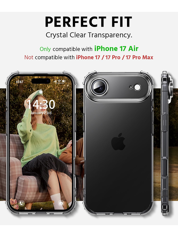 Carcasa Transparente Antigolpes + Lamina Para iPhone 17 Air 6