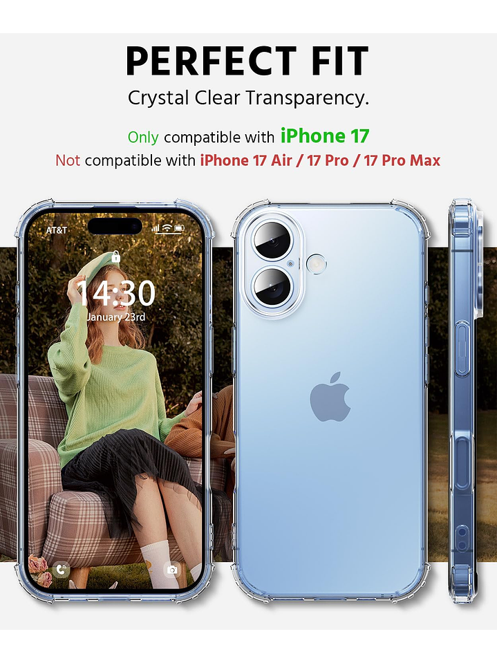 Carcasa Transparente Antigolpes + Lamina Para iPhone 17 6