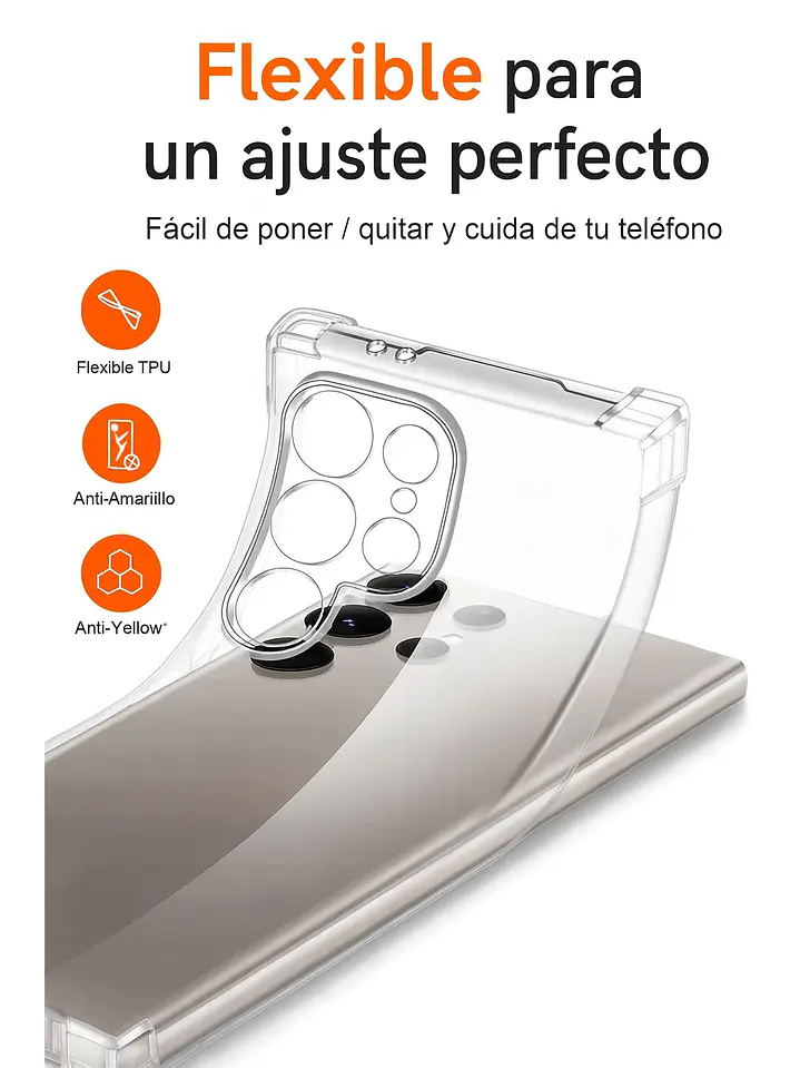 Carcasa Transparente Antigolpes + Lamina Para Samsung Galaxy S26 Ultra 3