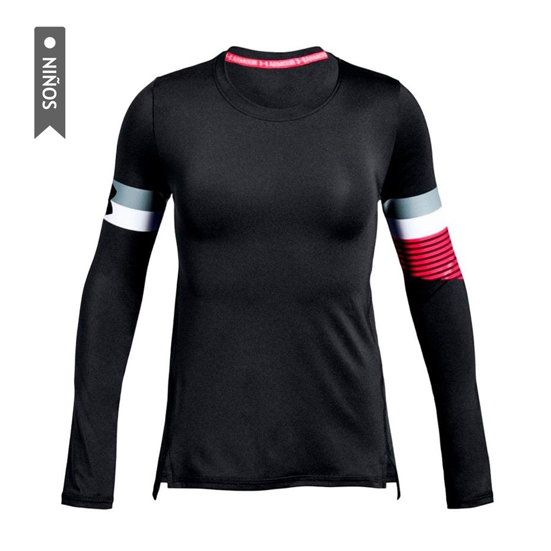 Camiseta Under Armour Heatgear Long Sl Para Niñas-Negro 3