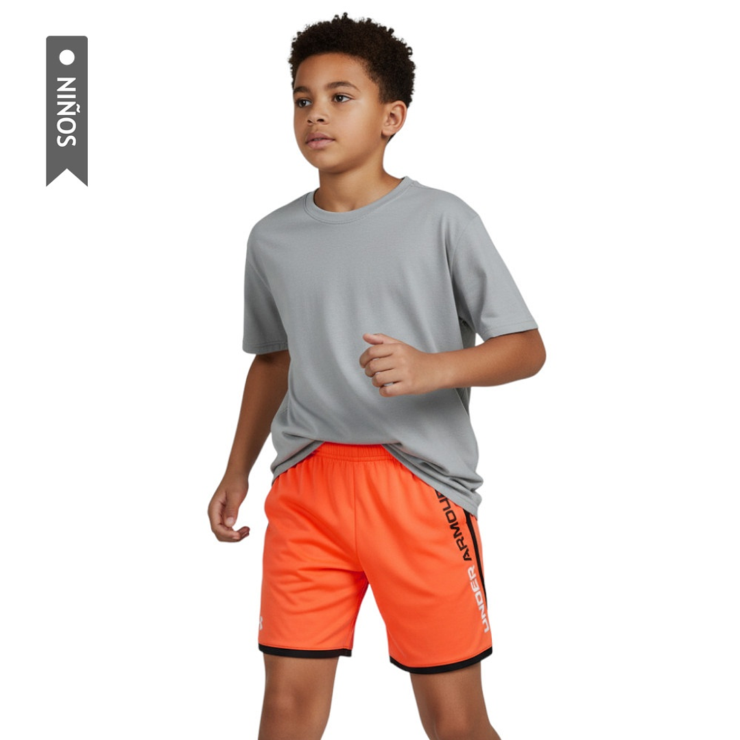 Pantaloneta Under Armour Stunt 3.0 Niño-Naranja 1