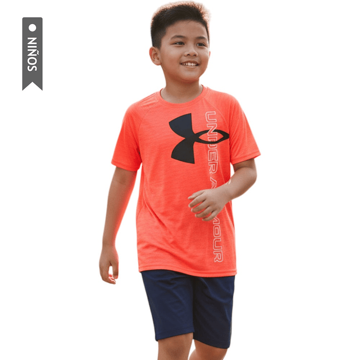 Camiseta Under Armour Tech Split Niño-Salmón 1