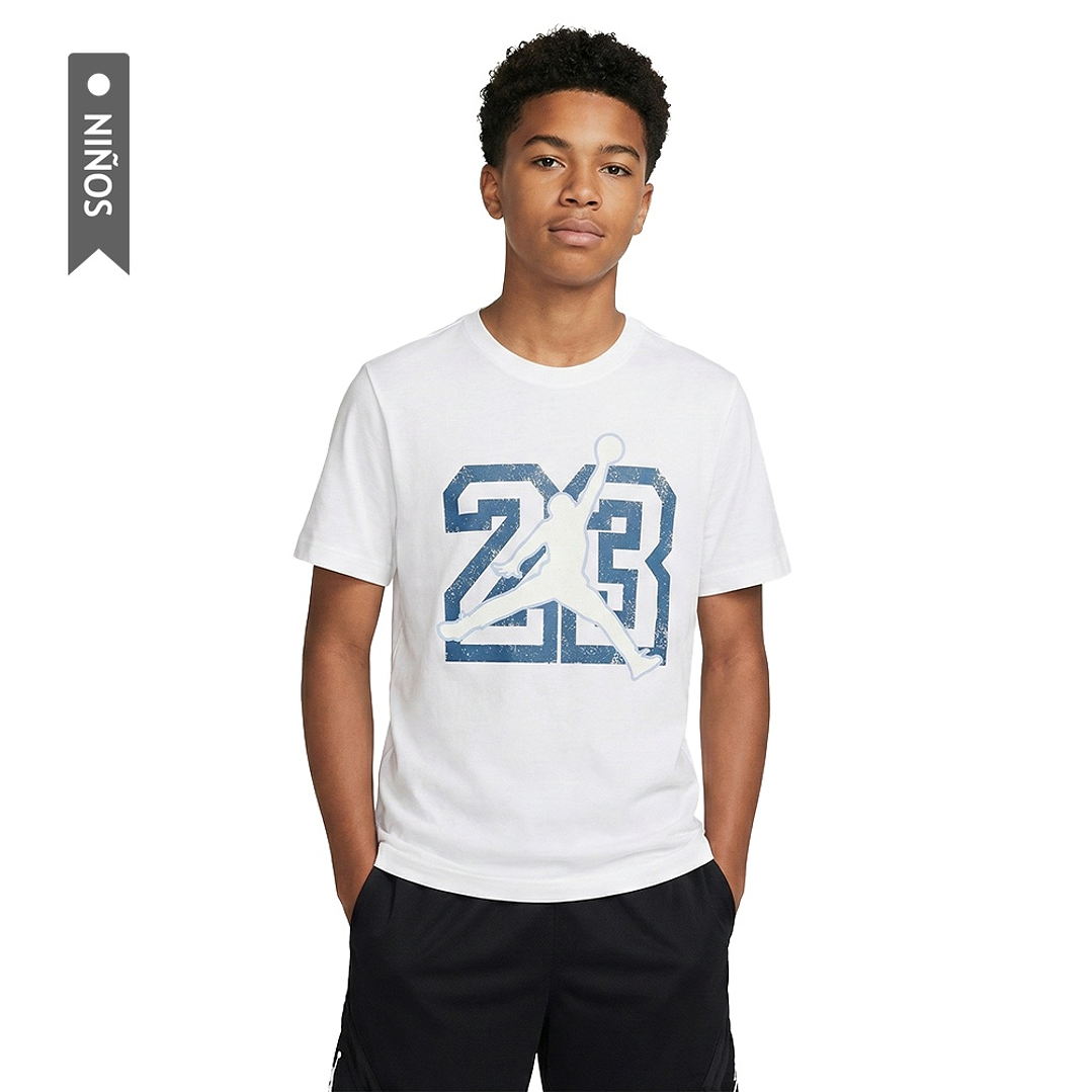 Camiseta Nike 23 Jumpman Ss Niños-Blanco 1