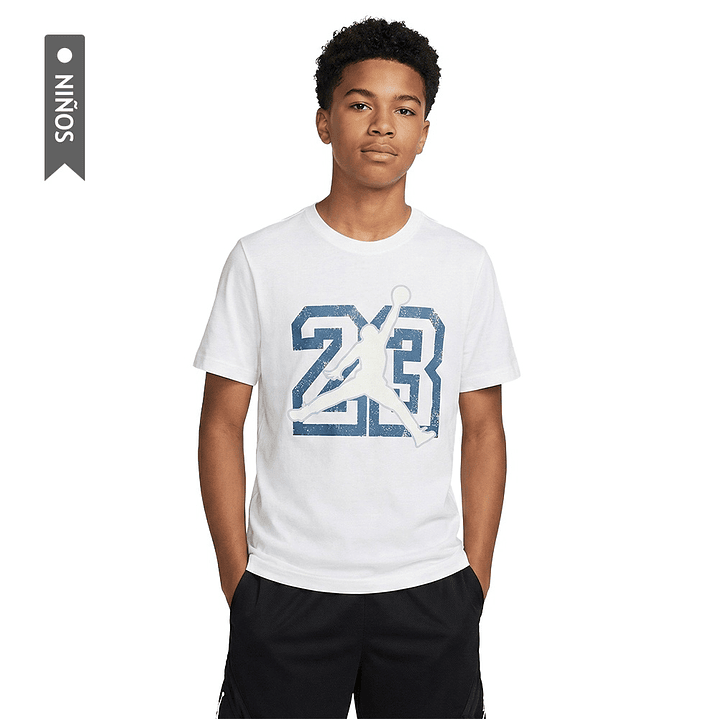 Camiseta Nike 23 Jumpman Ss Niños-Blanco 1