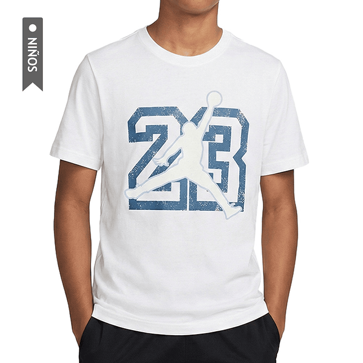 Camiseta Nike 23 Jumpman Ss Niños-Blanco 3