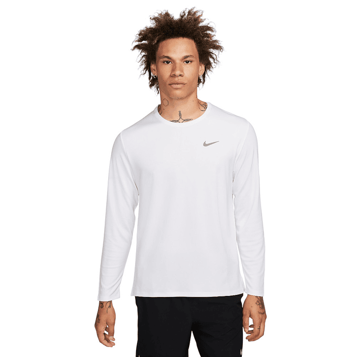 Camiseta Manga Larga Nike Df Uv Miler Top Ls Hombre-Blanco 1