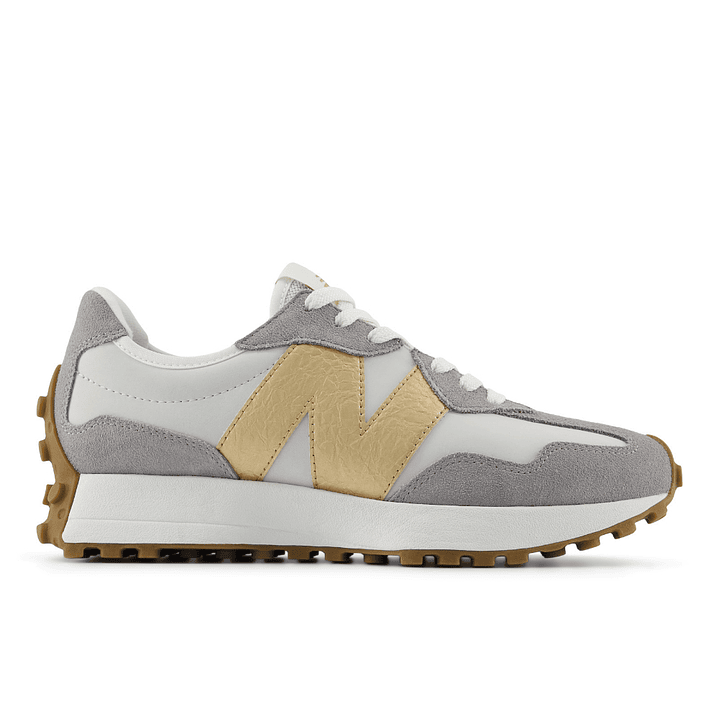 Tenis New Balance 327 Mujer-Gris/Dorado 1