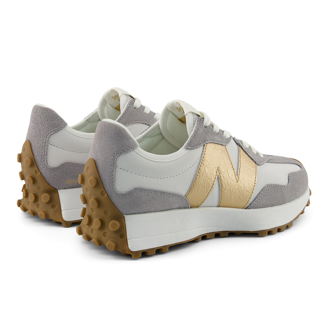 Tenis New Balance 327 Mujer-Gris/Dorado 5
