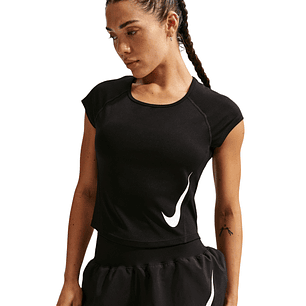Camiseta Nike Tempo Swoosh Run Df Ss Mujer-Negro