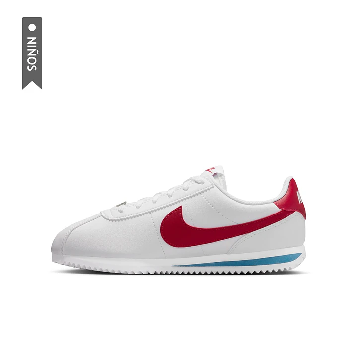 Tenis Nike Cortez Bg Niño-Blanco/Rojo 3