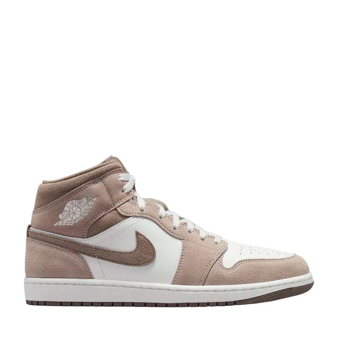 Tenis Nike Air Jordan 1 Mid Hombre-Blanco/Café 1