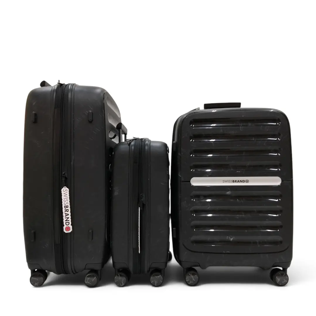 Set De 3 Maletas Swissbrand Marble-Negro 3