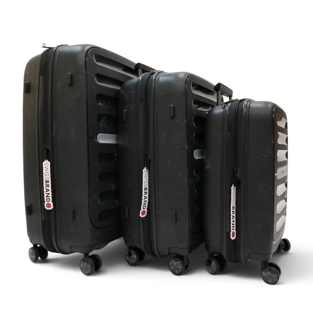 Set De 3 Maletas Swissbrand Marble-Negro 4