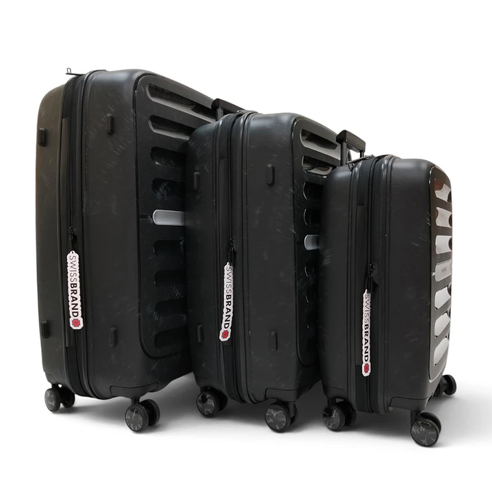 Set De 3 Maletas Swissbrand Marble-Negro 4