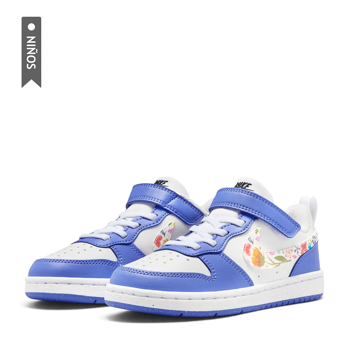 Tenis Nike Court Borough Low Fl Bpv Niño-Blanco/Azul 4