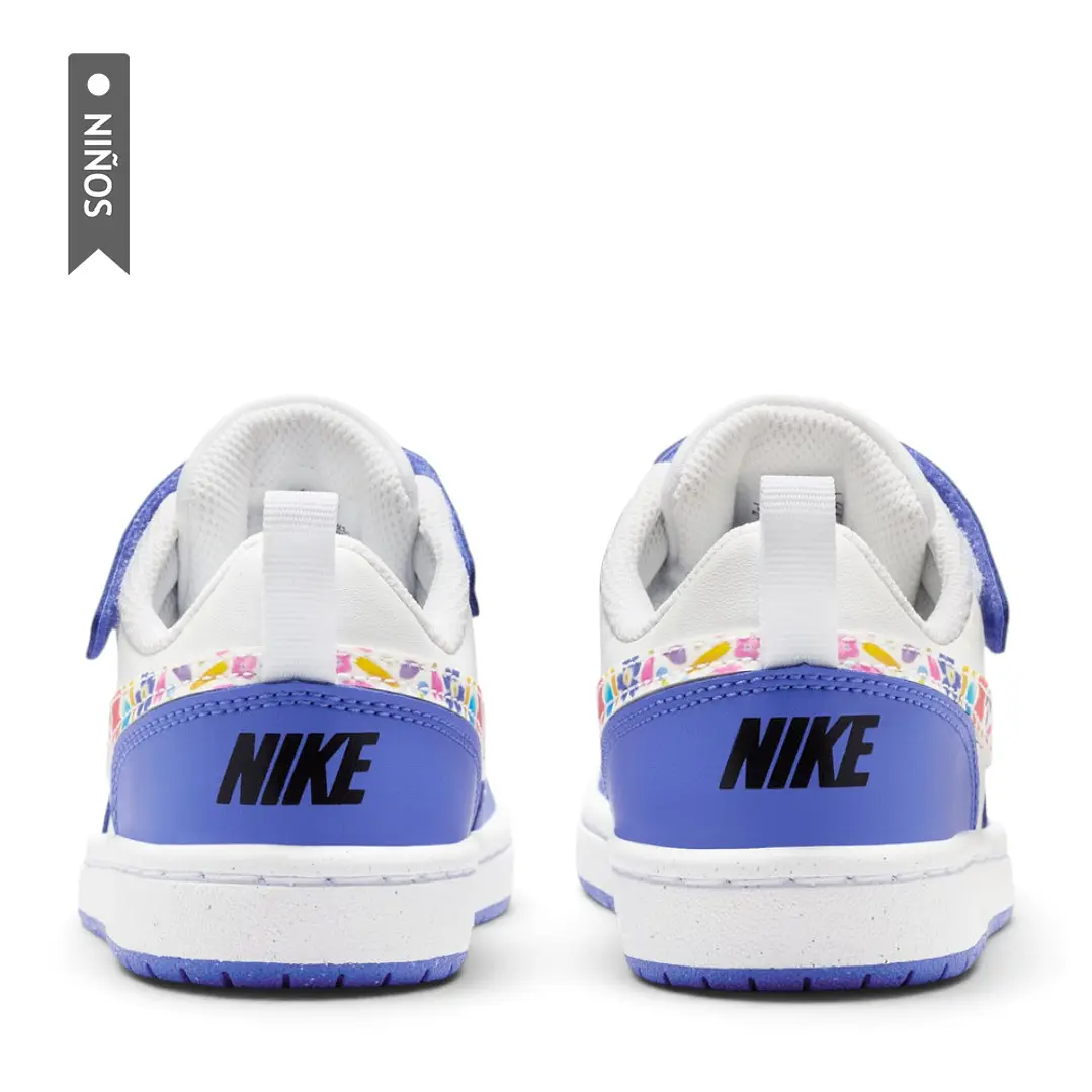 Tenis Nike Court Borough Low Fl Bpv Niño-Blanco/Azul 5