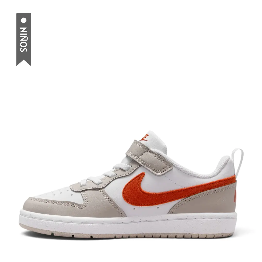 Tenis Nike Court Borough Low Ess Bpv Niño-Blanco/Naranja 3