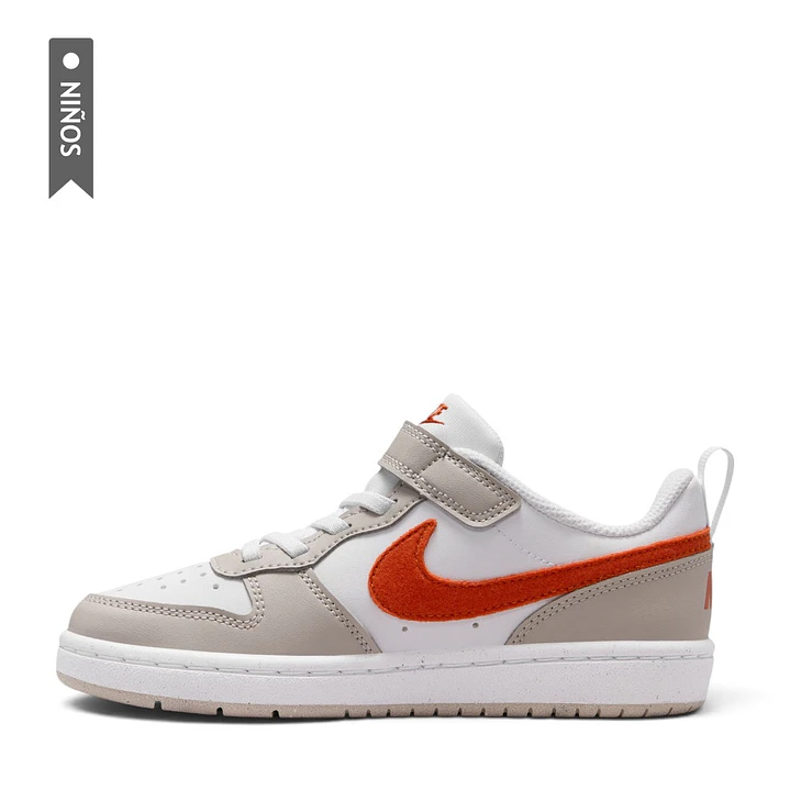Tenis Nike Court Borough Low Ess Bpv Niño-Blanco/Naranja 3